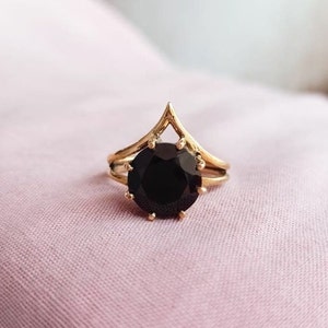 Anello fatto a mano in ottone con pietra preziosa di ossidiana nera, regalo boho
