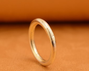 Gold Brass Band Ring, Half Round Design