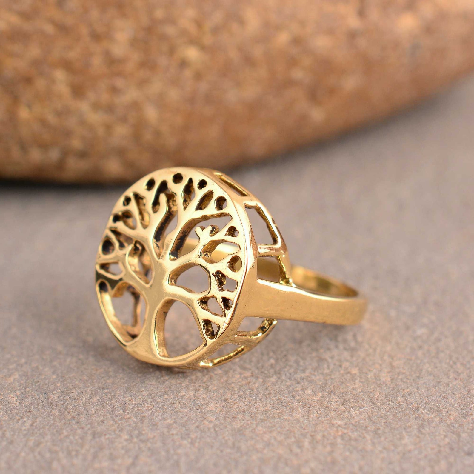 Tree of Life Ring, Brass Tree Ring, Family Ring, Gold Ring, Yoga Ring ...
