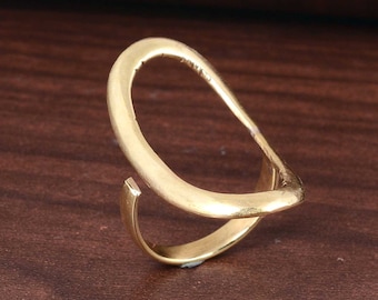 Offener ovaler Ring, einfacher Ring, Karma Ring, ovaler Ring, zierlicher Goldring, zarter Ring, großer Ring, minimaler geometrischer Ring, handgemachter Schmuck