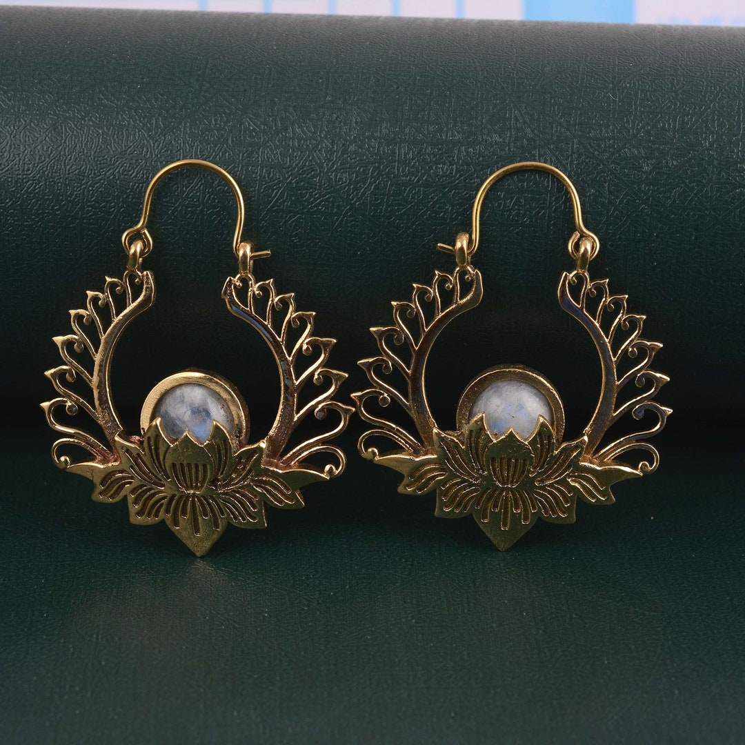 Lotus Metal Heart Earrings - Set of Two