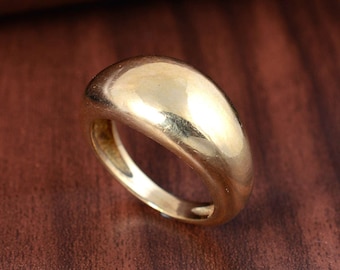 Dome Brass Ring, Dainty Ring, Beautiful Ring, Thick Ring, Handmade Ring, Chunky Ring, Gold Ring, Plain Brass Ring, Dome Ring