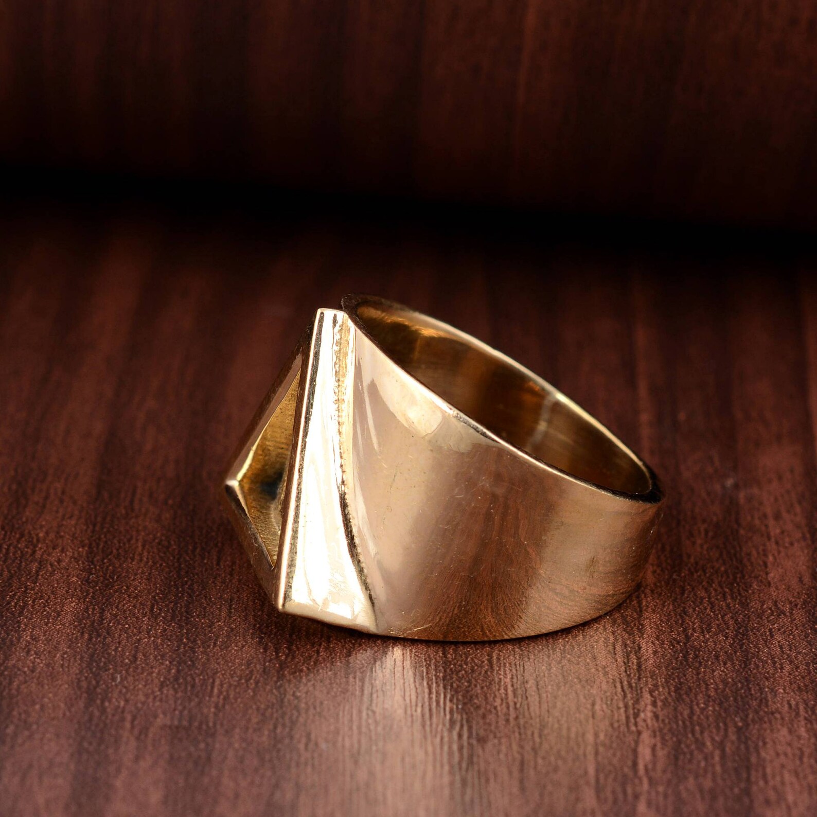 Triangle Men Rings Men's Triangle Ring Geometric Ring Brass Ring Gold Ring Boho Ring ...