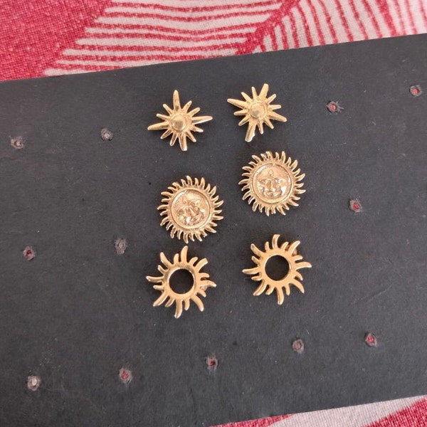 Dainty & Minimalist Sun Stud Earrings, North Star Studs, Set of Three Studs