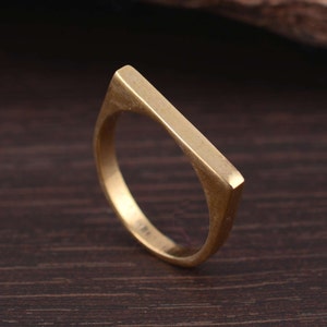 Square Ring, Stacking Ring, Modern Ring, Brass Geometric Ring, Square Band, Boho Ring, Minimalist Jewelry, Simple Ring, Midi Ring