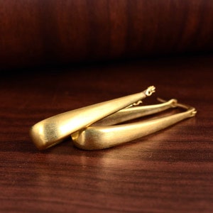 Pair of Oblong Rectangular Hoop Earrings in Brass, Oval Hoop Earrings, Chunky Hoop Earrings, Gold Brass, Hoop Earrings, Gift For Her image 7