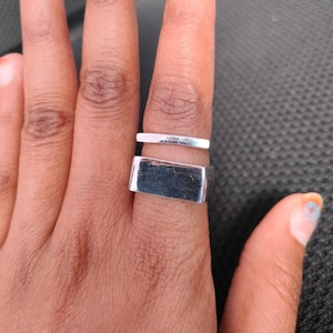 Solid Sterling Silver Signet Ring, Rectangle Signet Ring