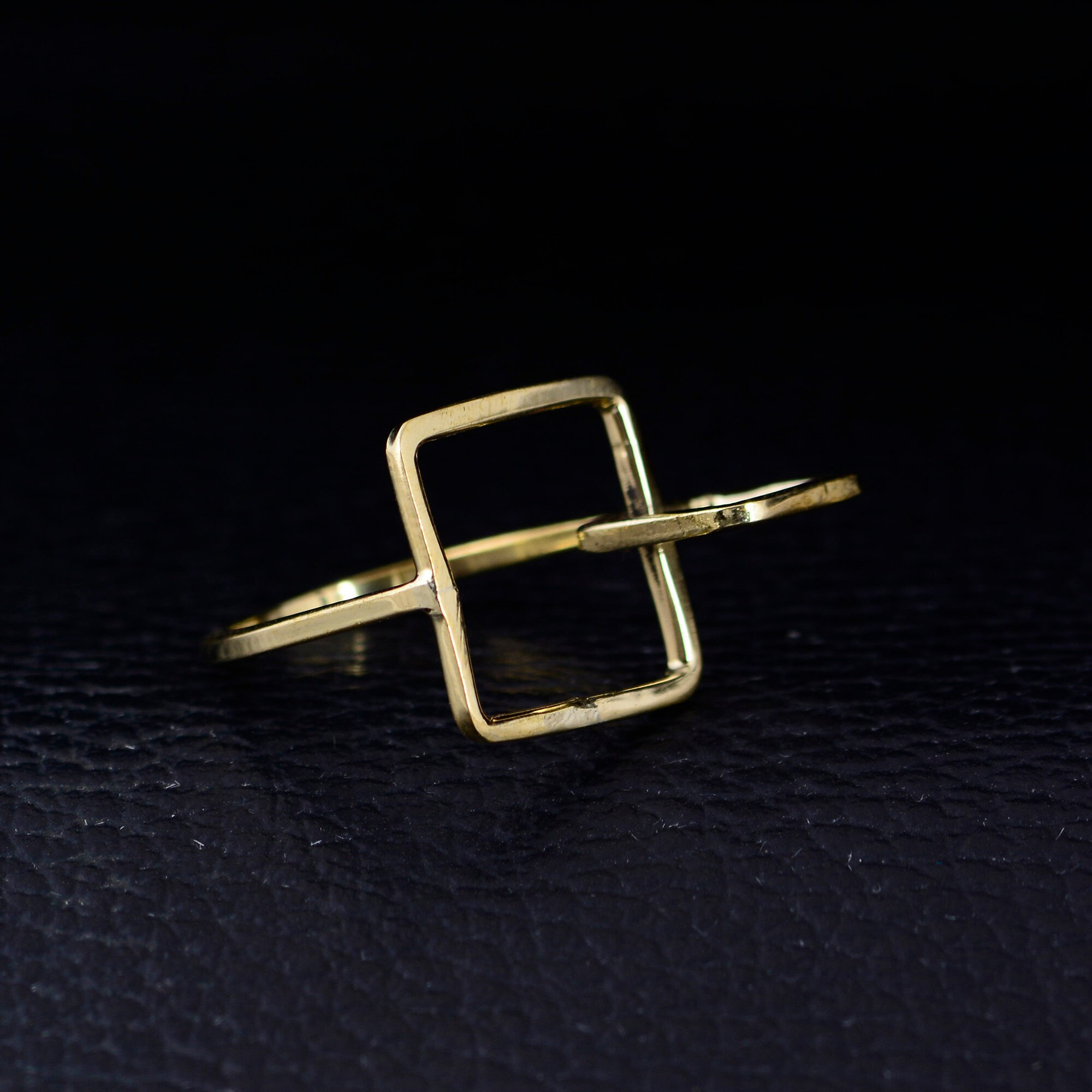 Square Ring Bottom Double Square Ring, Statement Ring, Modern Ring, Geometric Ring, Simple ...