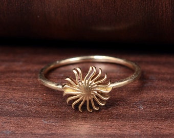 Gold Sun Engagement Ring For Woman, Dainty Ring, Gold Minimalist Ring, Wedding Ring, Promise Ring, Gift for Her, Full Sun Ring, Boho Ring