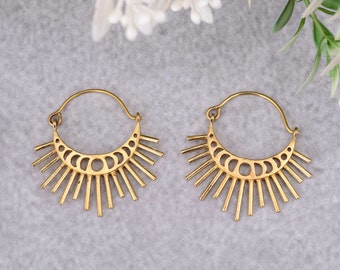 Minimalistiska ringörhängen, solskenörhängen, solörhängen, himmelska örhängen, ringörhängen för solen, födelsedagspresent