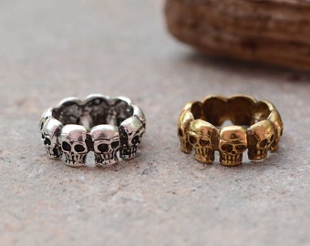 Brass Skull Ring, Halloween Jewelry, Witch Ring