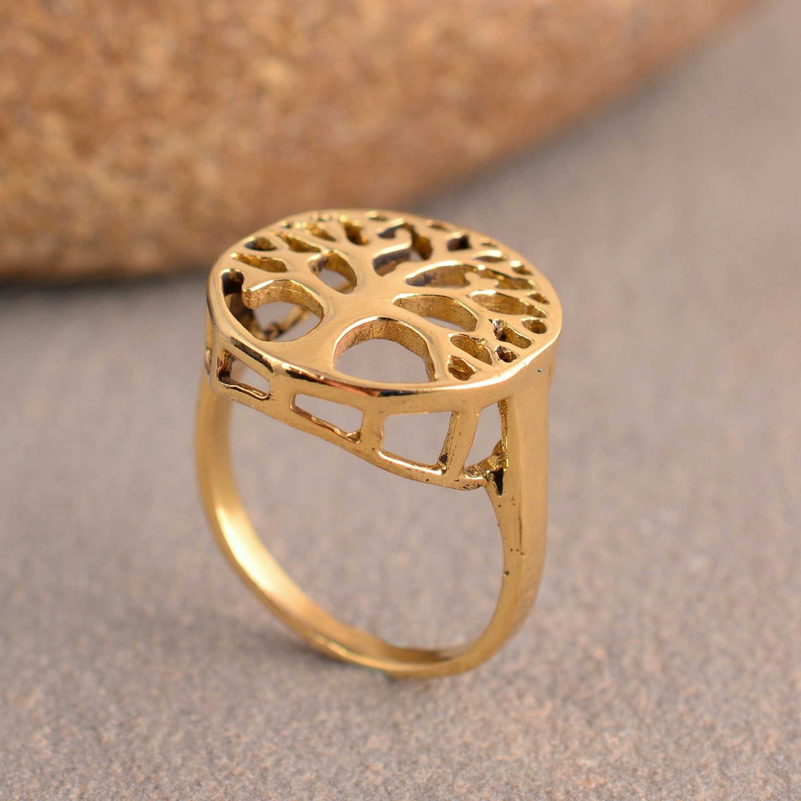 Tree of Life Ring, Brass Tree Ring, Family Ring, Gold Ring, Yoga Ring ...