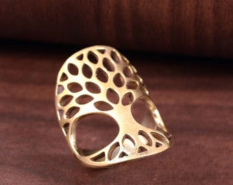 Brass Tree of Life Ring, Bohemian Statement Ring
