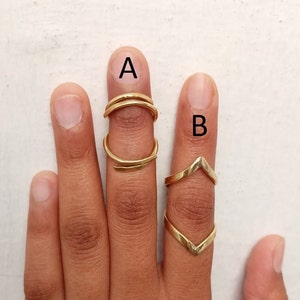 Gold Brass Ring, Arthritis Ring (Both Joints), Splint Knuckle Ring, Woman Ring, Brass Ring for Women, Simple Midi Ring, Gift Idea