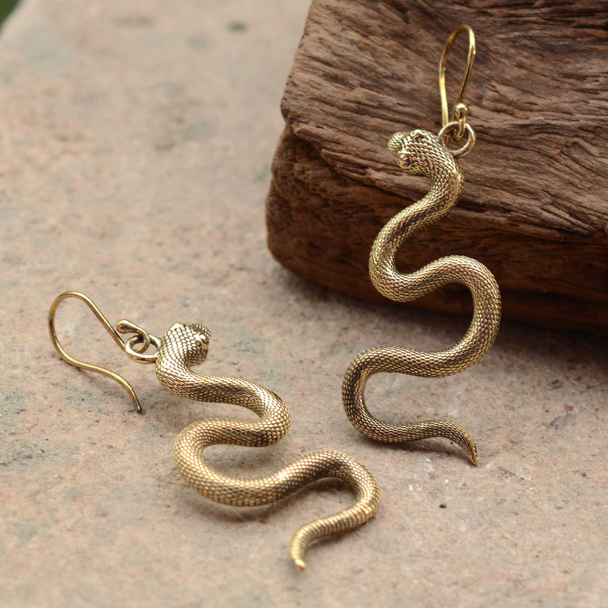 HUASAI Orecchini Pendenti A Forma Di Serpente Vintage - Rame Color Oro Rosa