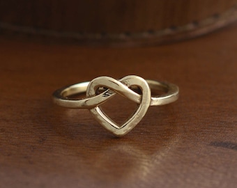 Heart Knot Ring, Gold Knot Ring, Gold Heart Ring, Love Knot Ring, Gold Ring, Minimalist Gold Ring, Knot Ring, Tie the Knot Ring