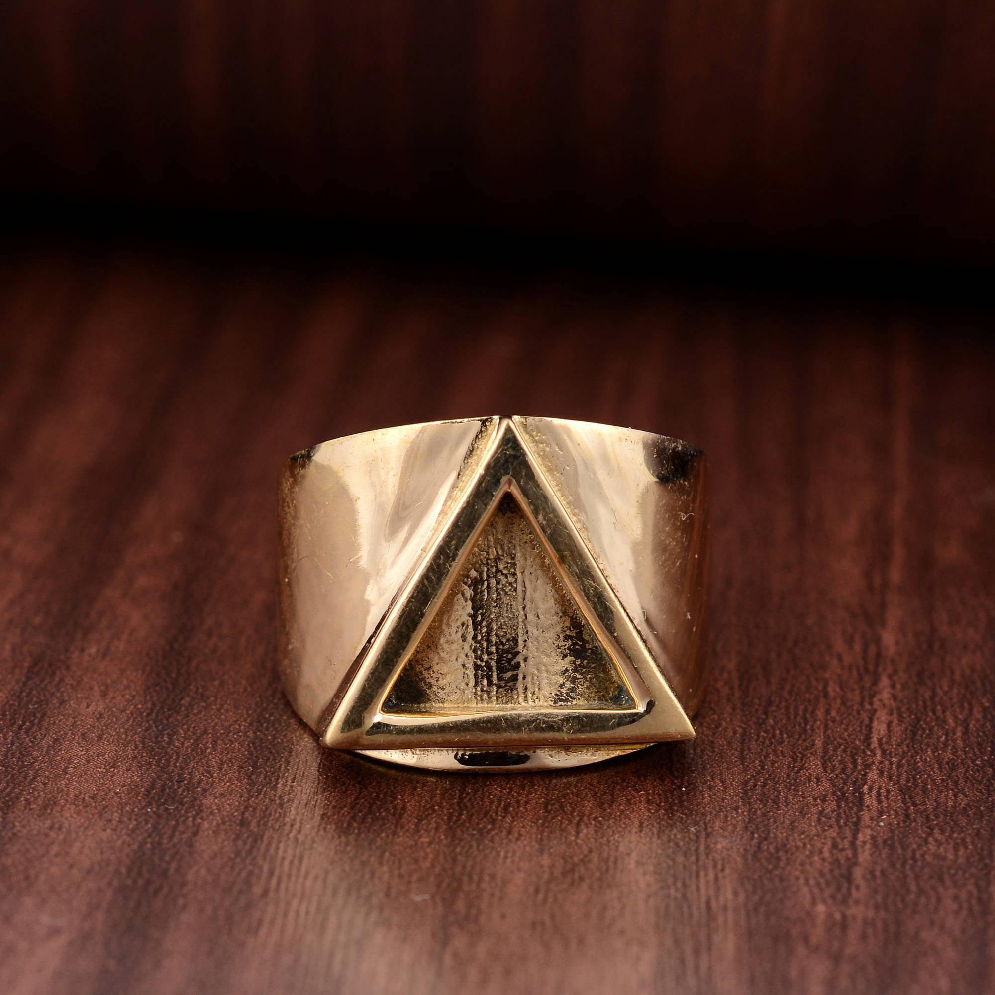 Triangle Men Rings Men's Triangle Ring Geometric Ring Brass Ring Gold Ring Boho Ring ...