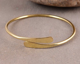 Dainty Flat Gold Bracelet, Thin Gold Cuff, Minimalist Jewelry, Layering Jewelry, Gift for Her, Delicate Bracelet, Bridesmaid Gift