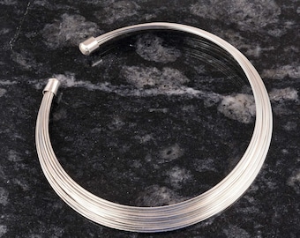 Silver Choker Necklace, Minimalist Silver Plated Statement Choker, Multi Wire Collar Necklace, Silver Plated Necklace
