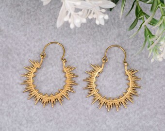 Minimalistiska ringörhängen, solskenörhängen, solörhängen, himmelska örhängen, ringörhängen för solen, födelsedagspresent
