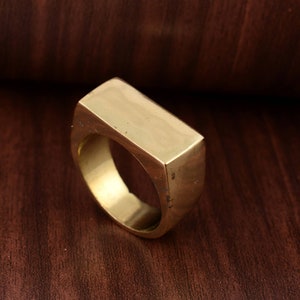 Signet Gold Ring, Signet Ring, Men Signet Ring, Custom Ring, Brass Ring, Personalized Signet Ring, Handmade Jewelry, Gift For Her/Him