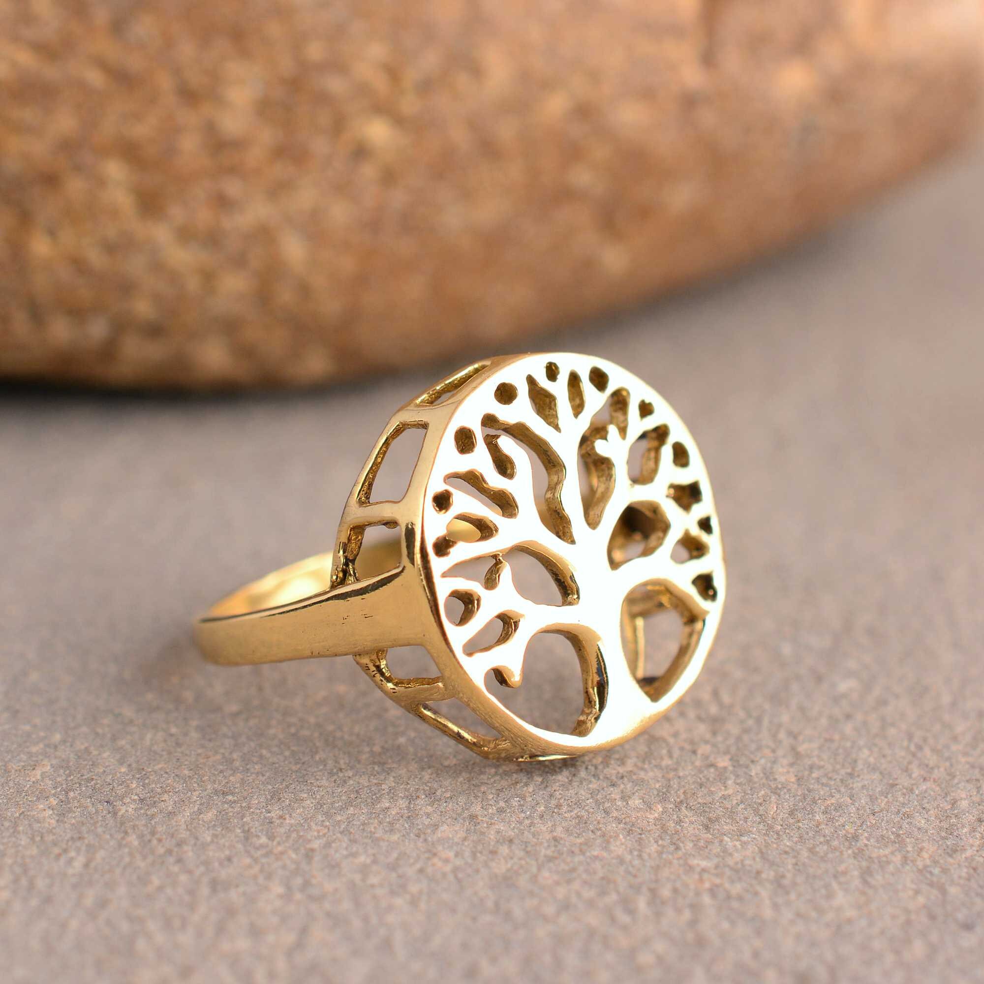 Tree of Life Ring, Brass Tree Ring, Family Ring, Gold Ring, Yoga Ring ...