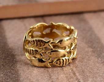 Fish Ring, Swimming Fish Ring, Sea Ring, Ocean Ring, Adjustable Ring, Family Fish Ring