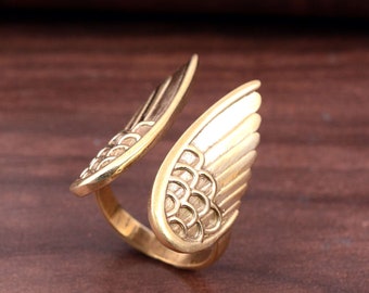 Angel Wings Ring, Fairy Ring, Wings Ring, Brass Ring, Boho Ring, Angel Wing, Feather Ring, Dainty Ring, Adjustable Angel Ring, Gift For Her