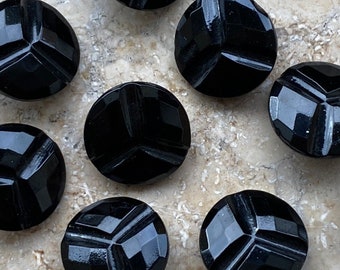 10 black glass buttons from the 1930s/40s