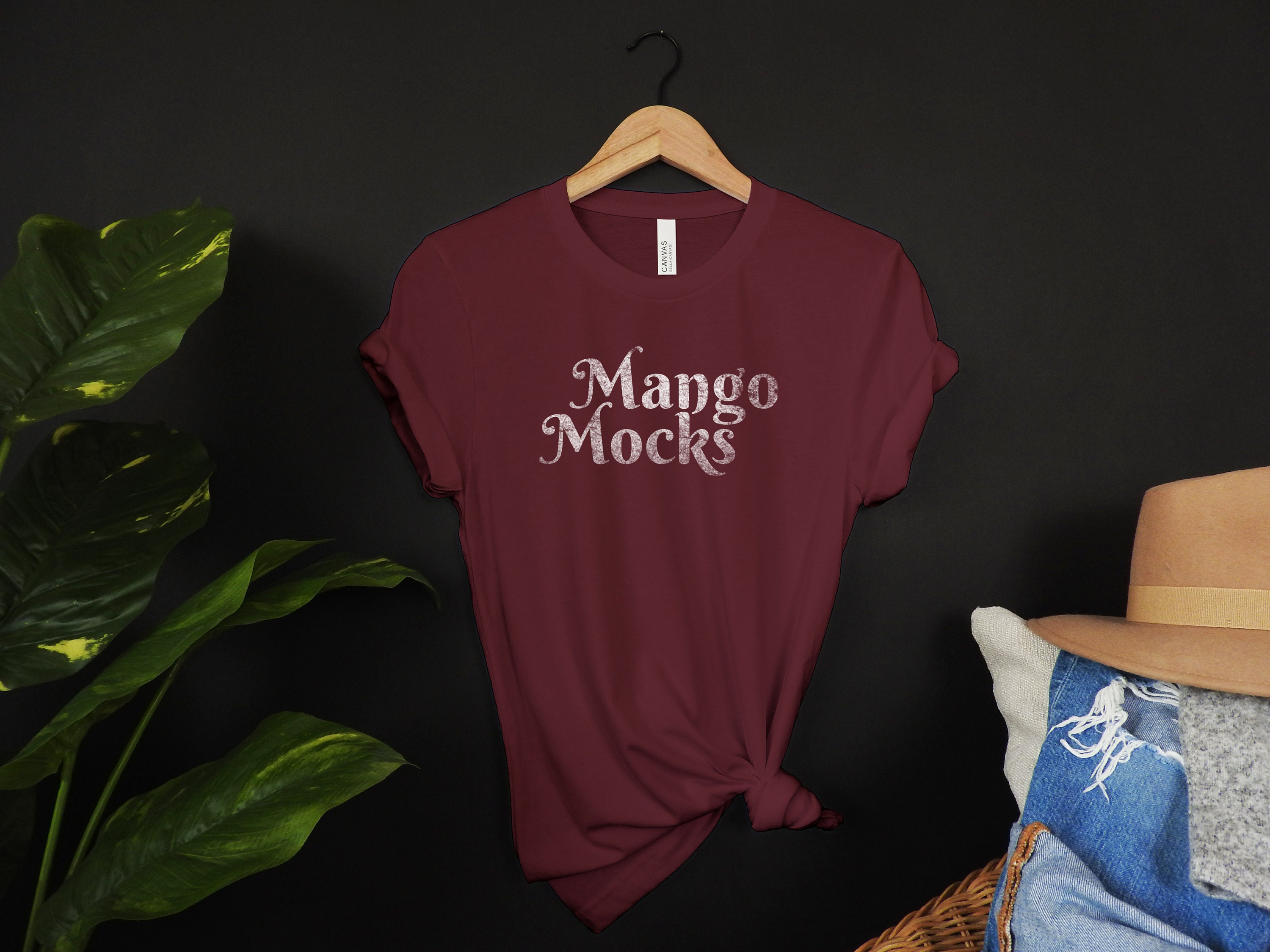 Download Bella Canvas 3001 Mockup Maroon T-Shirt Mockup Mango | Etsy