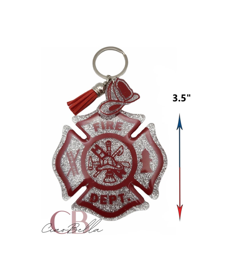 Firefighter Keychain With Helmet Charm Fireman Keychain Etsy UK