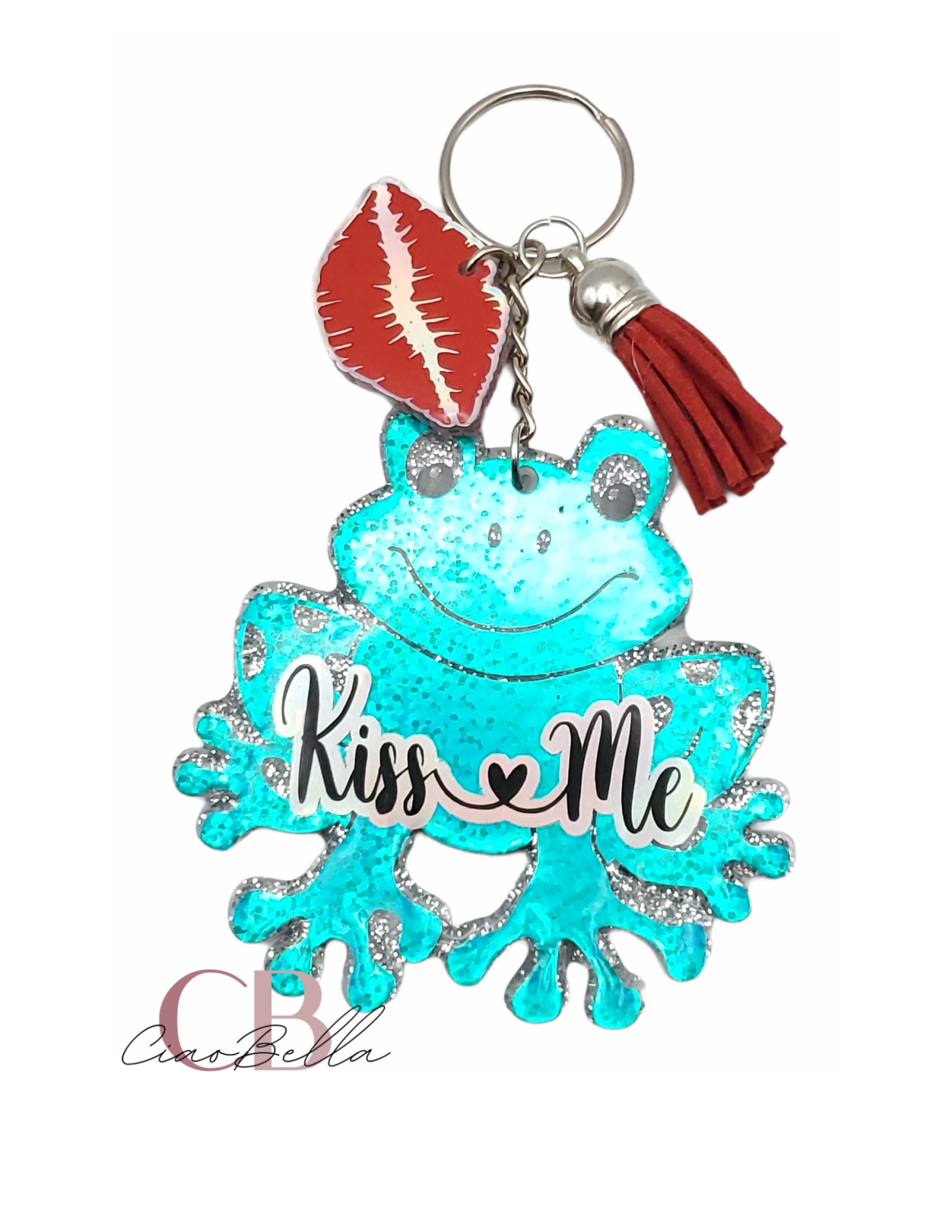 Frog Keychain with Lips Charm for Her Frog and Toad Keychain Etsy