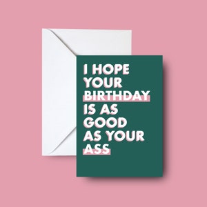 2 stuks kaarten - As good as your ass - Grappige tekst wenskaart met envelop - Studio Emo Verjaardagskaart - A6 kleurrijke kaart print