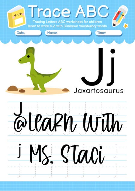 Dinosaur Alphabet Tracing Sheets | Etsy