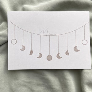 Carte Boho Lune, carte postale Boho