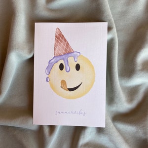 Biglietto Summersmile, smiley da cartolina, smiley, emoji, biglietto di auguri, gelato, estate