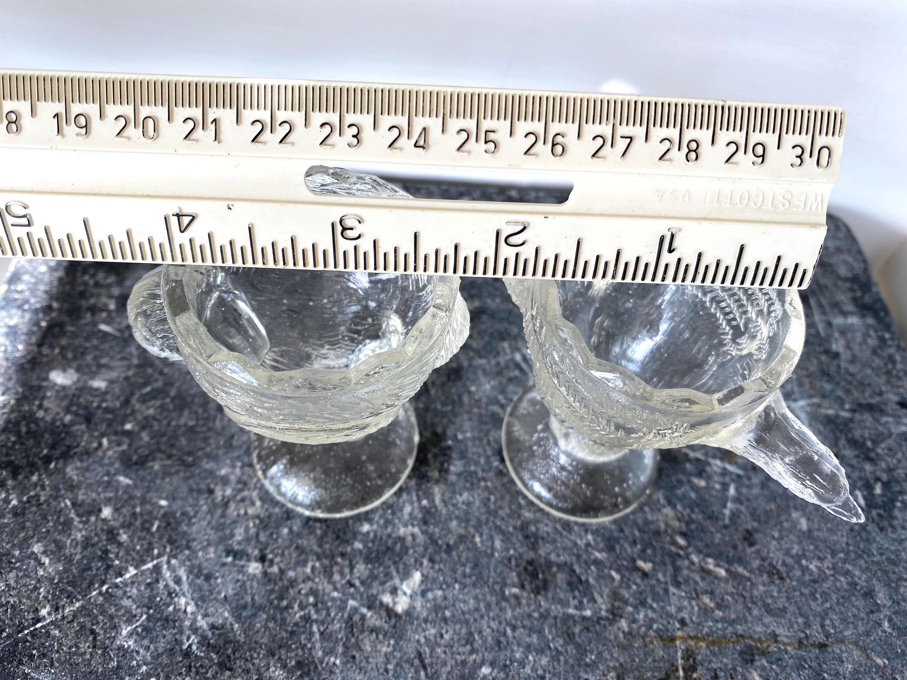 Vintage Egg Cups, Glass Bird, Stork and Goose, Egg Cups, Clear Figural