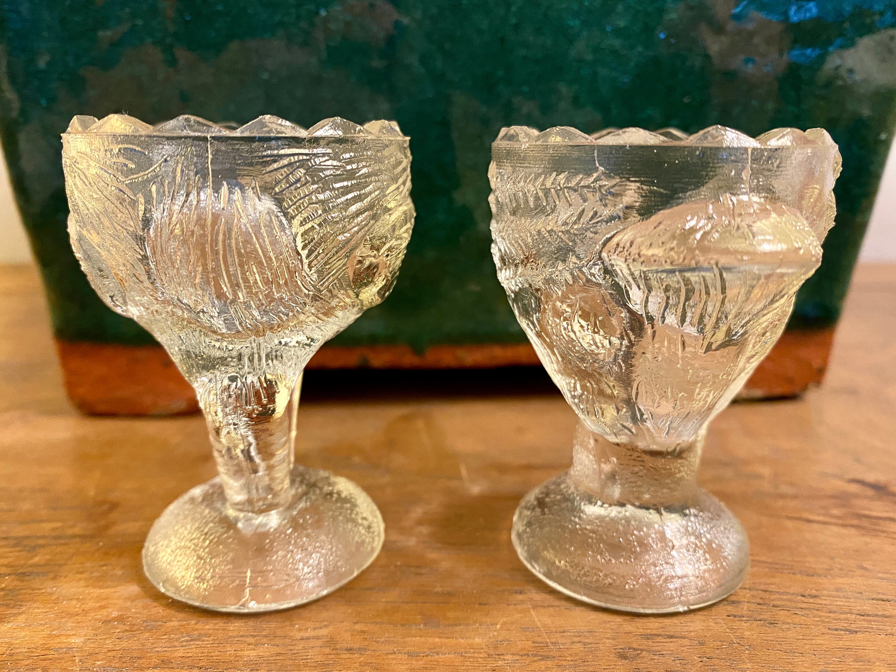 Vintage Egg Cups, Glass Bird, Stork and Goose, Egg Cups, Clear Figural