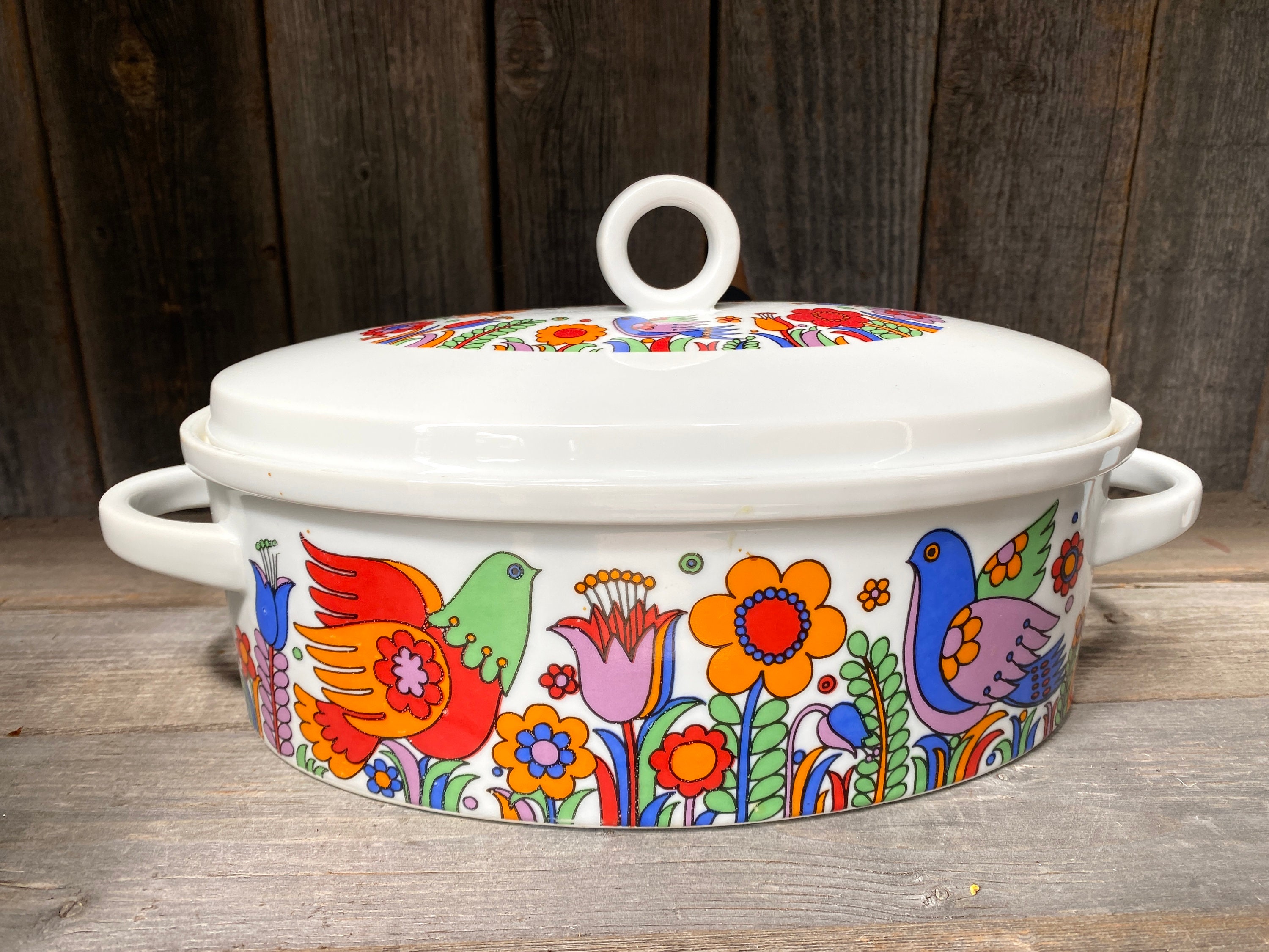 Vintage Royal Crown Paradise Porcelain Ovenware 2 Quart Etsy