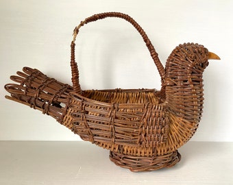 Vintage Wicker Bird Basket - Etsy