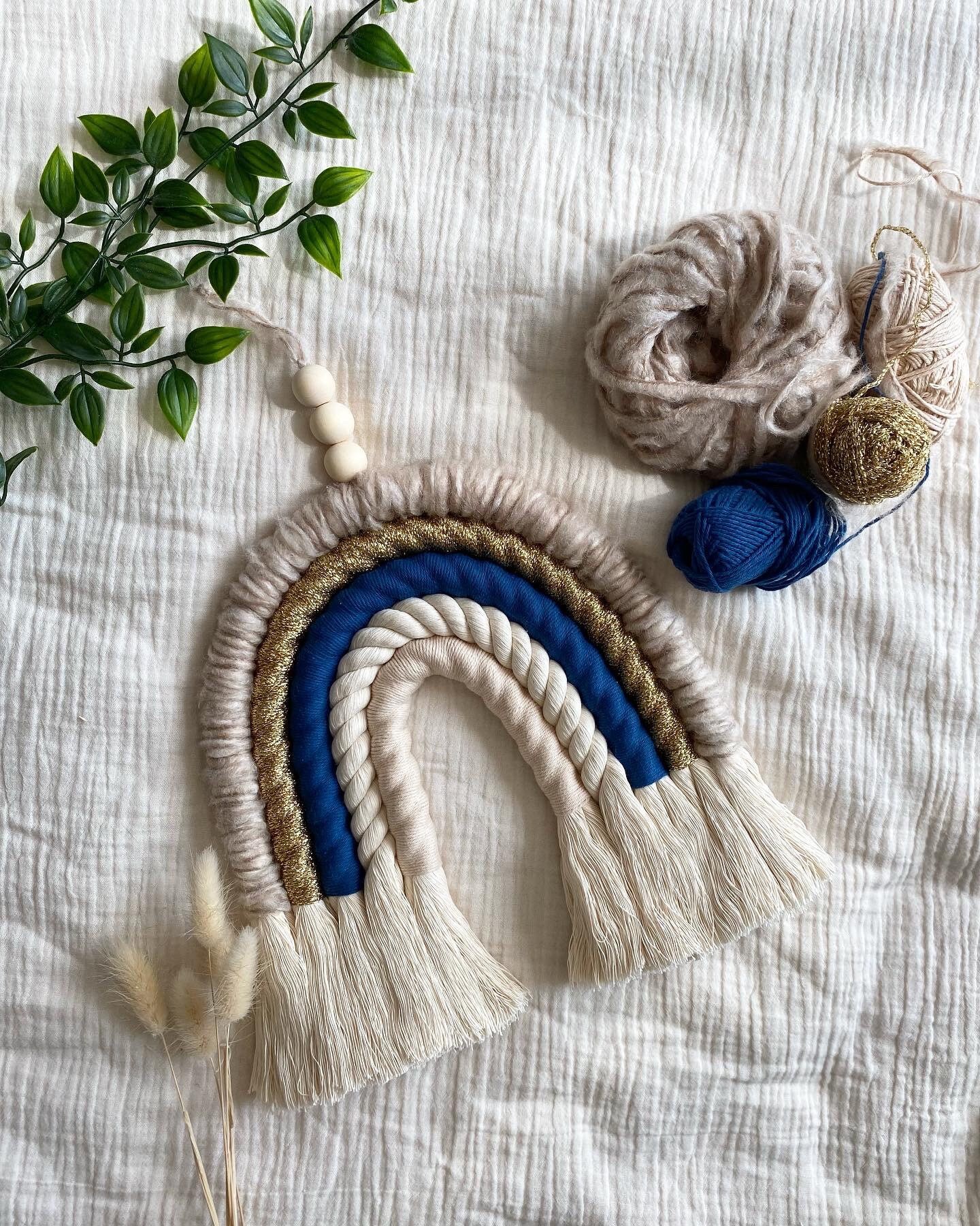 Arc-En-Ciel Macramé, Laine & Coton Bleu Marine