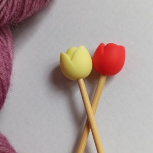 Maschenstopper Nadelstopper Stricknadelstopper Tulpen 2 Stück