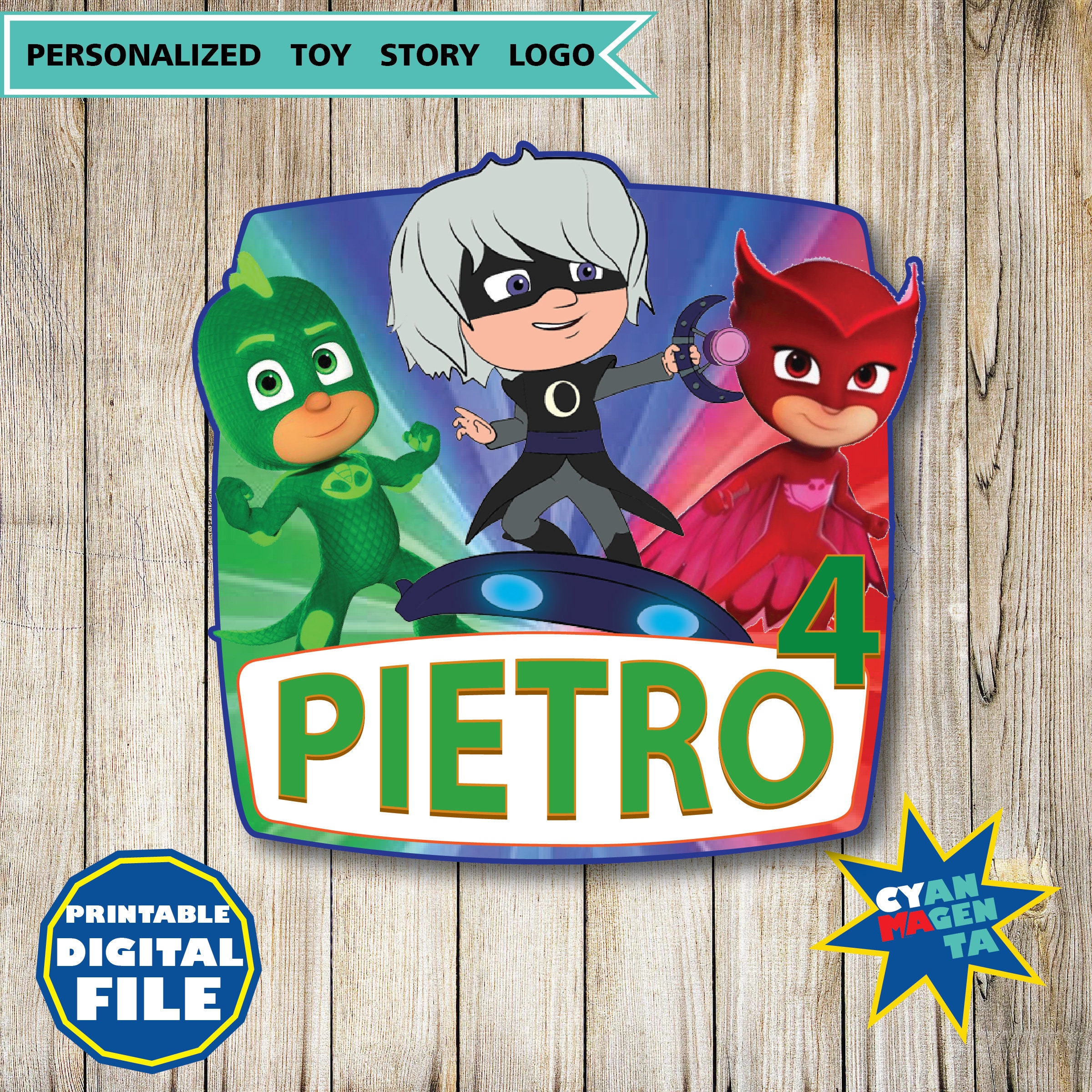 Pj Masks Custom Logo Pj Masks Logo Personalized With Name and - Etsy