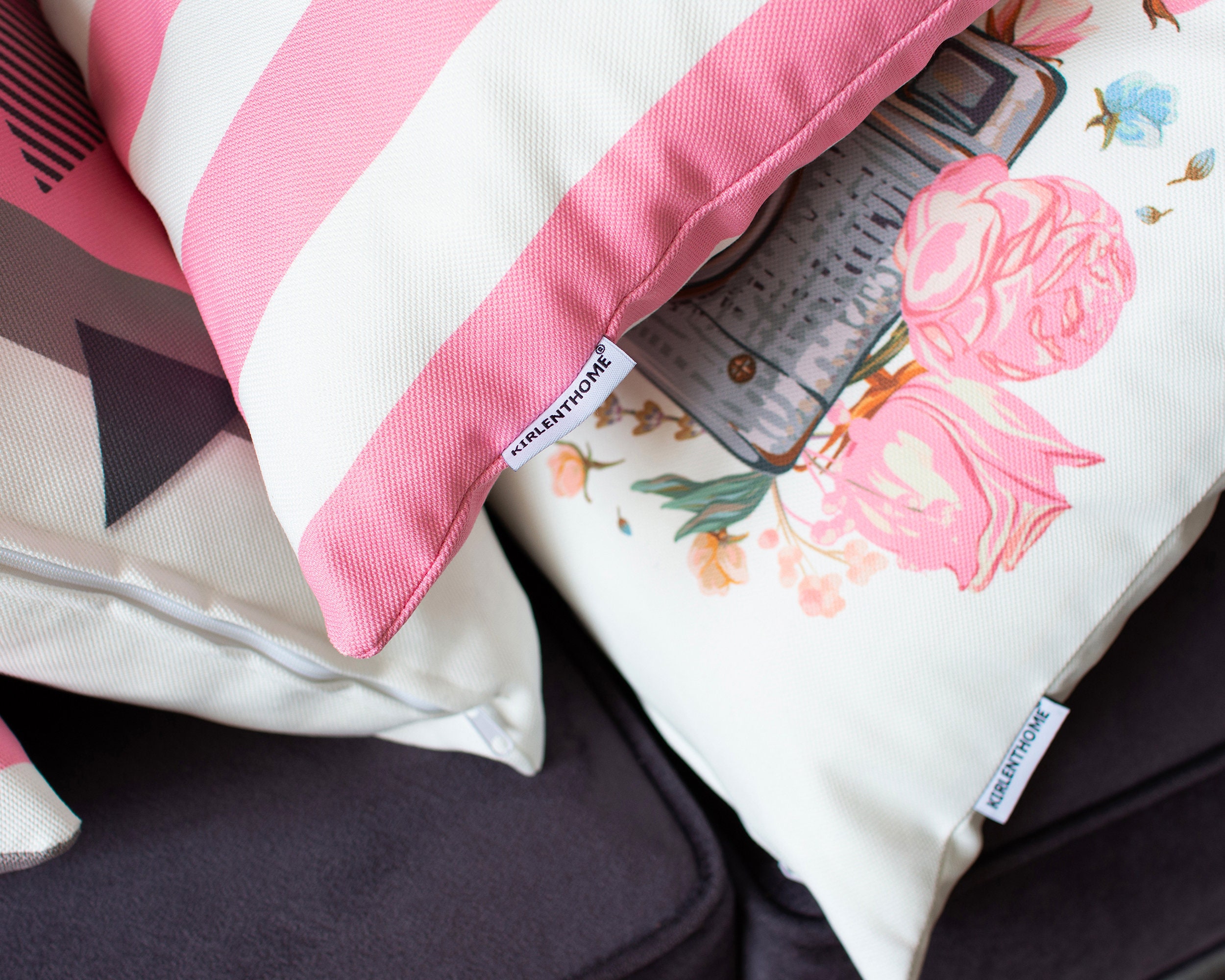 Pink Gray Pillow Cover throw pillow color block pillow silk Etsy