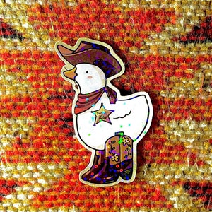 Sheriff Gans Cowboy Ente Holo Vinyl Sticker/ Wild West Aufkleber / Wasserabweisend / Scrapbooking / Auto Aufkleber lustige Geschenkidee /