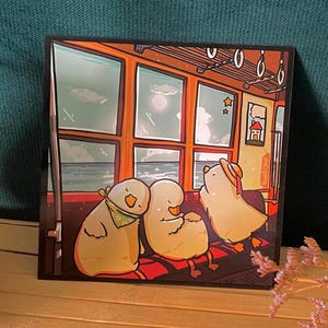 Canards dans le train Gibli Artprint / Carte postale / Impression d'art / Canards au Japon / Carte postale / Train / Idée cadeau / Idée cadeau / Cottagecore
