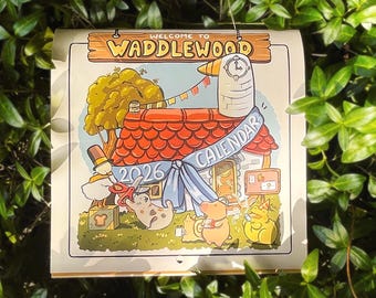 Waddlewood Wandkalender 2026 21x21 cm Monatskalender / Duck Calendar 2026 Cottagecore Tiere /  monthly planner