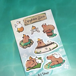 Capybara Bad Aufkleber Bogen / Onsen Enten Tier Sticker / Scrapbooking / Dekoration Basteln /Geschenkidee