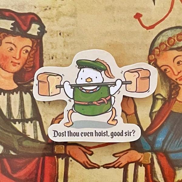 Middeleeuwse eend vinylsticker / Middeleeuwse sterke eend sticker / Waterbestendig / Scrapbooking / Autosticker / Grappig cadeau-idee /
