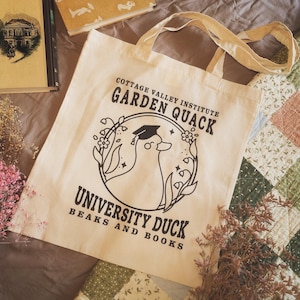 Universität Ente  Jute Tragetasche / University Duck Tote Bag / Screenprint / Uni Tasche / Einkaufstasche